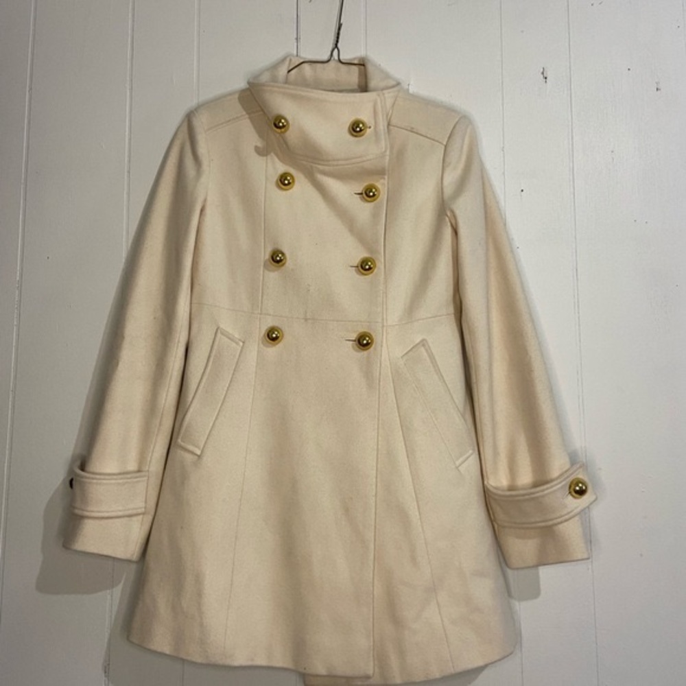 Guess Double Breasted women’s coat in cream and gold color